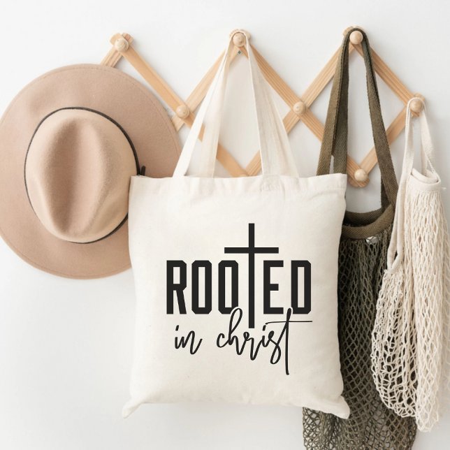 Tote Bag Enraciné Dans Christ Faith Basé Graphisme chrétien (Rooted In Christ Faith Based Graphic Christian Tote Bag)