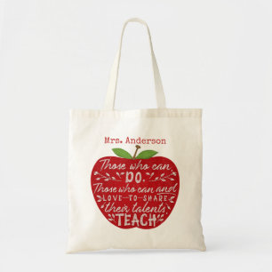 Tote Bag Enseignant Apple Ceux Qui Peuvent Enseigner Des Ci
