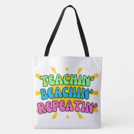 Tote Bag Enseignant', Beachin', Répétition' avec soleil
