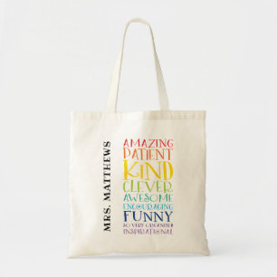 Tote Bag ENSEIGNANT CADEAU coloré arc-en-ciel élévateur pil