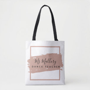 Tote Bag Enseignant de danse Noir et Rose Or personnalisé