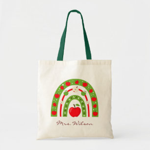 Tote Bag Enseignant de l'arc-en-ciel à la pomme rouge pers