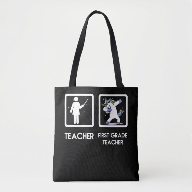 Tote Bag Enseignant de première année Unicorn Dabbing Funny (Devant)