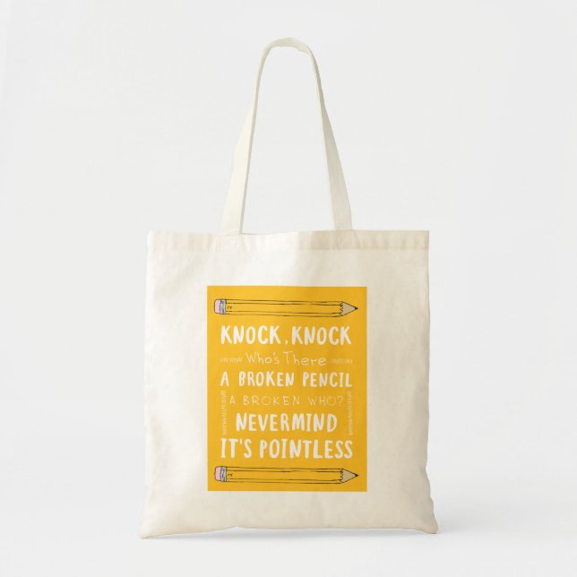 Tote Bag Enseignant Knock Blagues crayon Puns Humour enfant (Devant)