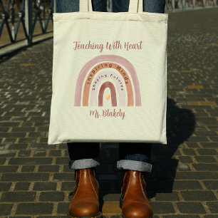 Tote Bag Enseigner Avec Coeur Arc-En-Ciel Appréciation de l