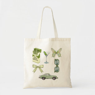 Tote Bag Ensemble d'autocollants esthétiques Green Coquette