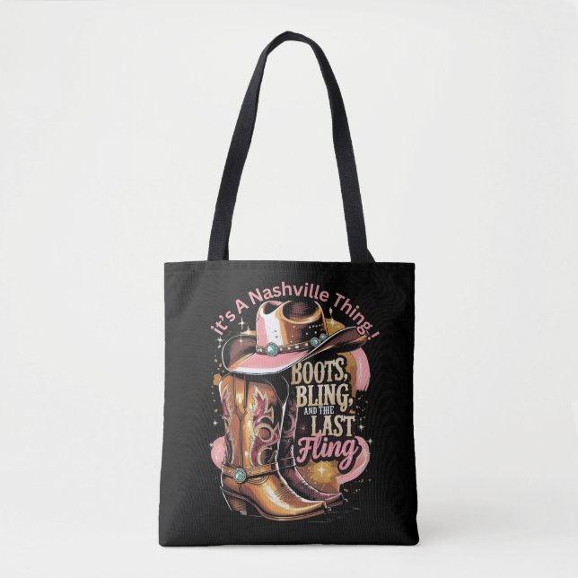Tote Bag Enterrement de vie de jeune fille à Nashville - «  (Devant)
