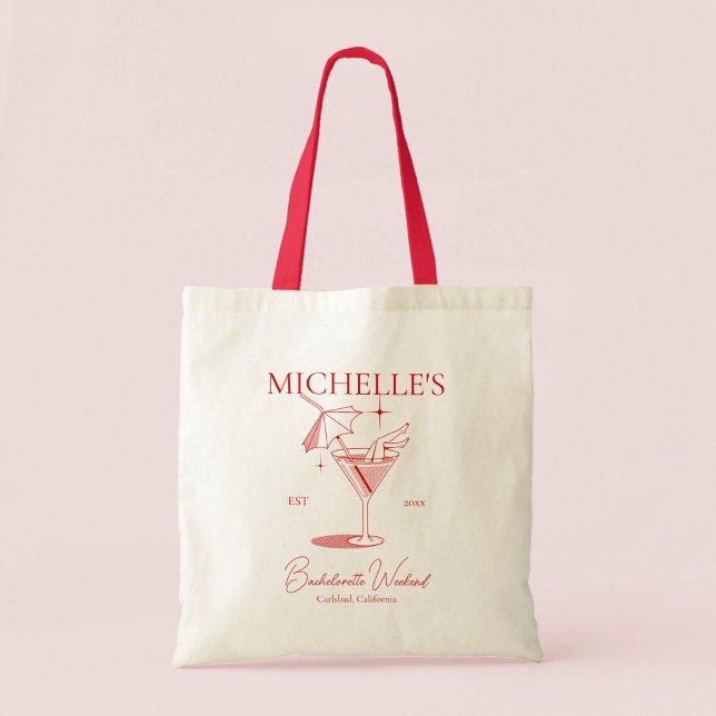 Tote Bag Enterrement de vie de jeune fille cocktail rétro (Créateur téléchargé)