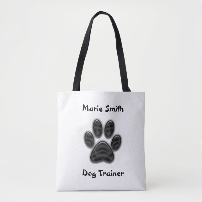 Tote Bag Entraîneur de chien Empreinte de patte noir Canine (Devant)