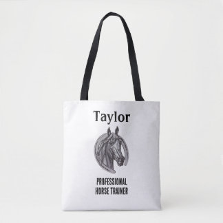 Tote Bag Entraîneur professionnel Cheval noir blanc équine