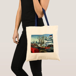 Tote Bag Entreprise Vintage, Transport de navire de fret à