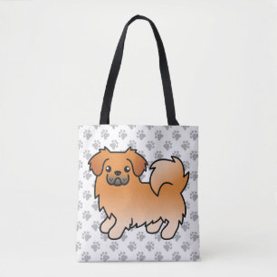 Tote Bag Épagneul Tibétain Rouge Chien de Dessin Animé Mign