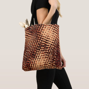 Tote Bag Épais rayures croisées en orange avec ombre
