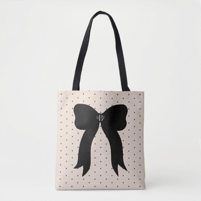 Tote Bag Épaule faite sur commande noire combinée (Devant)