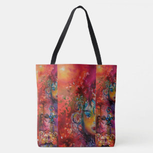 Tote Bag ÉPÉE ÉPIQUE EXCALIBUR, Dame du Lac Rouge Jaune