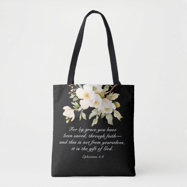 Tote Bag Éphésiens 2:8 Par grâce vous avez sauvé la Bible (Devant)