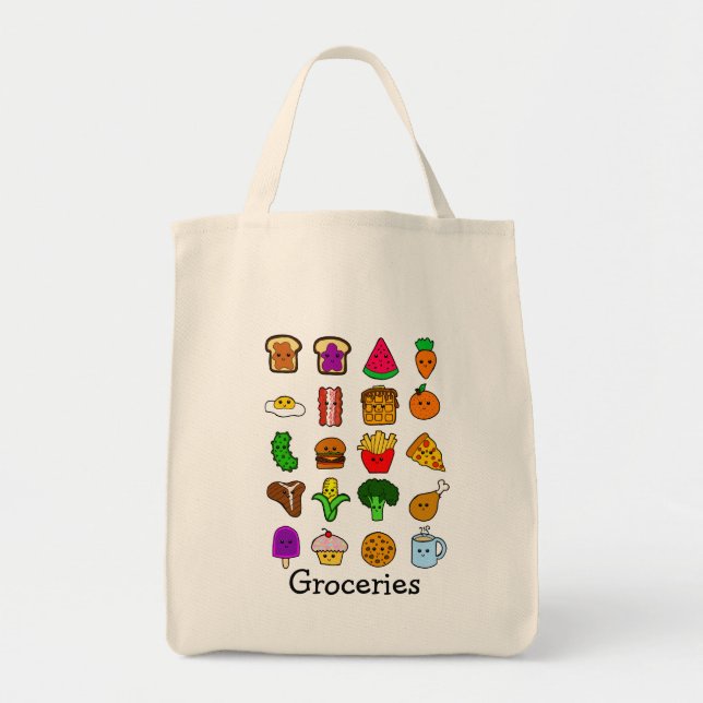 Tote Bag Épicerie de nourriture de Kawaii (Devant)