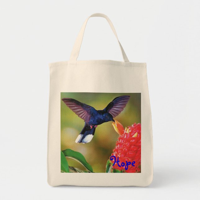 Tote Bag Épicerie Fourre-tout "colibri bleu d'espoir " (Devant)