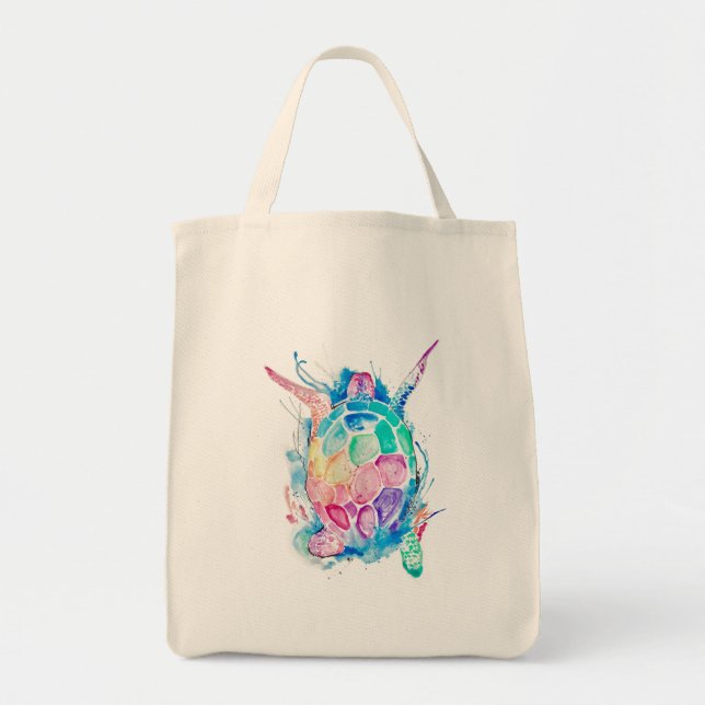 Tote Bag Epicerie sur la tortue de mer Fourre-tout (Devant)