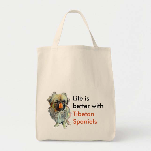 Tote Bag Épicerie tibétaine Fourre-tout d'épagneul (Devant)