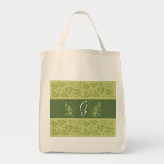 Tote Bag Épicerie verte Fourre-tout de monogramme d'Eco (Devant)