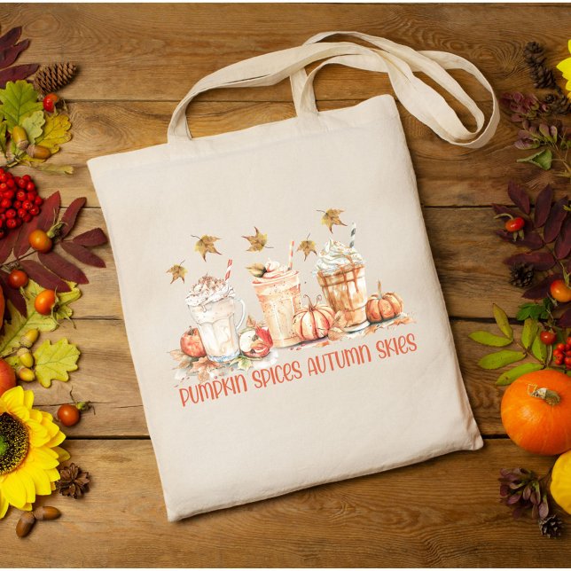 Tote Bag Épices citrouilles Automne Boire Drôle Citation (Close up)