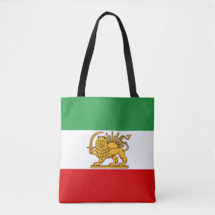 Tote Bag Épinglette Iran, drapeau persan avec Lion, Shah d'