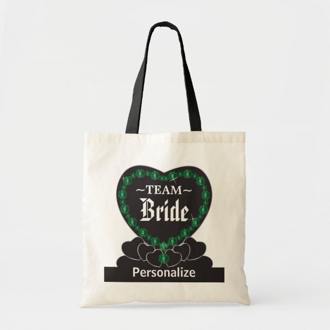 Tote Bag Épouse d'équipe| Mariage| Emerald Green| Texte DO- (Devant)