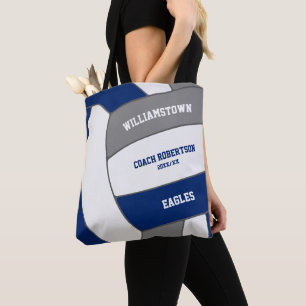 Tote Bag équipe de bleu gris couleurs volley-ball entraîneu
