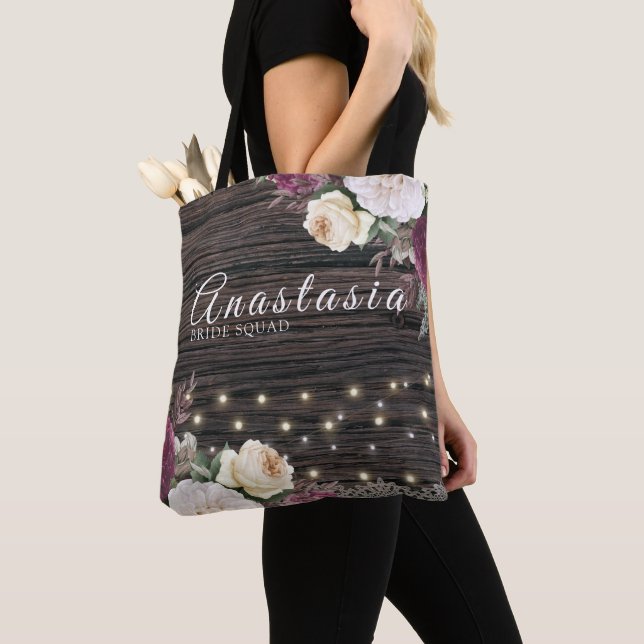 Tote Bag Équipe de Mariage de bois rustique (De près)