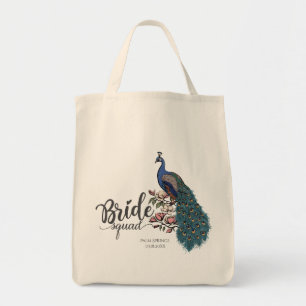Tote Bag Équipe de mariée paon élégant