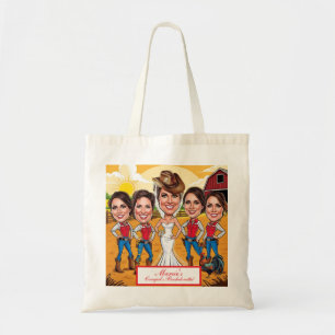 Tote Bag Équipe de mariées caricaturales en bottes de cowbo