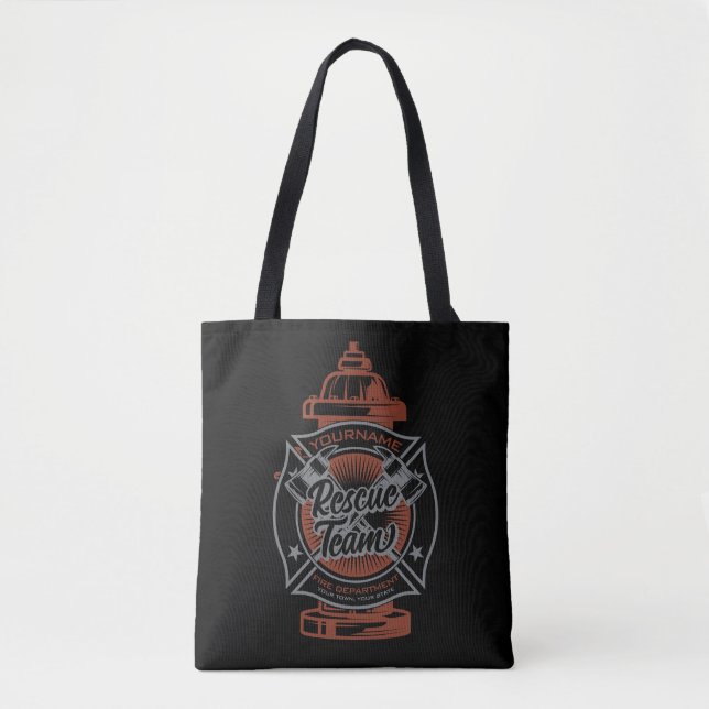 Tote Bag Equipe de Secourt de pompier AJOUTER UN NOM À L'Hy (Devant)