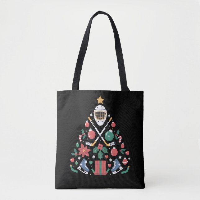 Tote Bag Équipe de sports de hockey sur glace de Noël (Devant)