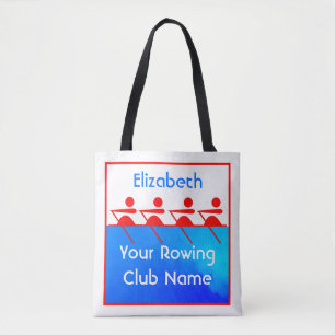 Tote Bag Équipe féminine d'aviron bleu blanc personnalisé