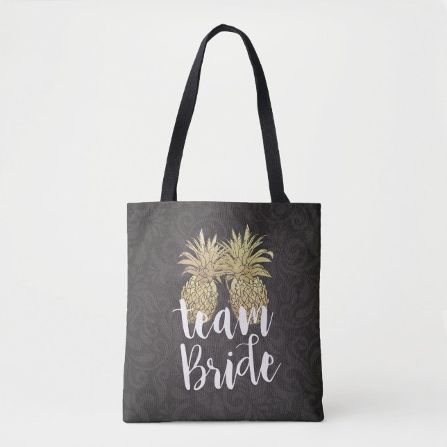 Tote Bag Équipe mariage Mariée Gold moderne Ananas Couple (Devant)