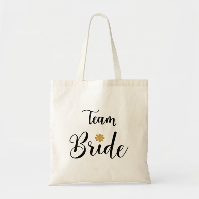 Tote Bag Equipe Texte noir Or-Flower-Moderne (Devant)