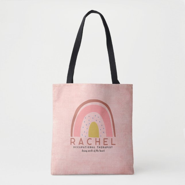 Tote Bag ergothérapeute rose arc-en-ciel (Devant)