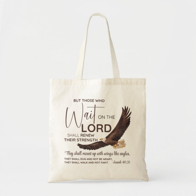 Tote Bag Ésaïe 40:31 Ceux qui attendent sur le Seigneur Écr (Devant)