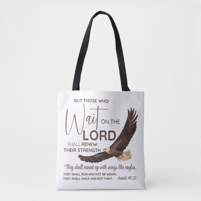 Tote Bag Ésaïe 40:31 Ceux qui attendent sur le Seigneur Écr (Devant)