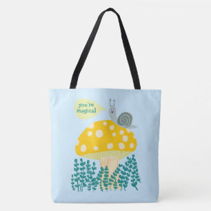 Tote Bag Escargot de Whimsical sur Champignons Magiques PER