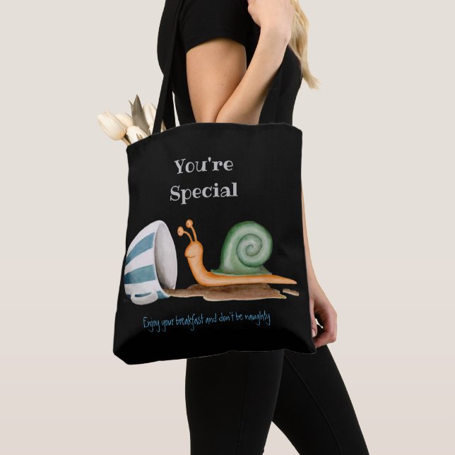 Tote Bag Escargot et tasse rayée (De près)