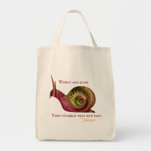 Tote Bag Escargot fractionné rouge brillant avec citation S