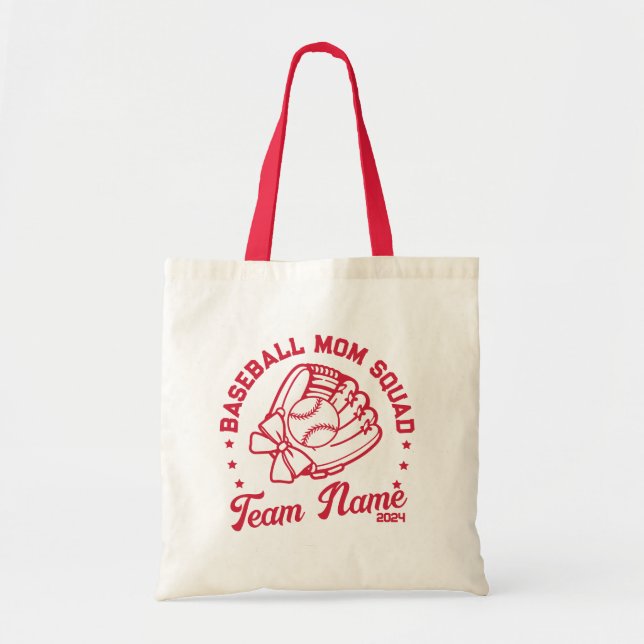 Tote Bag Escouade de maman de baseball avec le nom de l'équ (Devant)