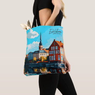 Tote Bag Eskilstuna Suède Art Vintage Illustration de voyag