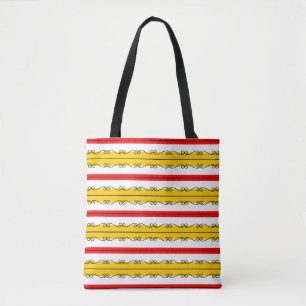 Tote Bag Espagnol en bande partout sur fourre-tout rouge re