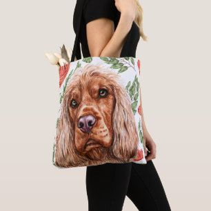 Tote Bag Espagnol Rouge mignon avec Motif Rose