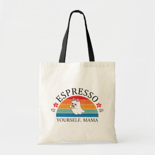 Tote Bag Espresso Yourself Mama - Retro Rainbow Ghost