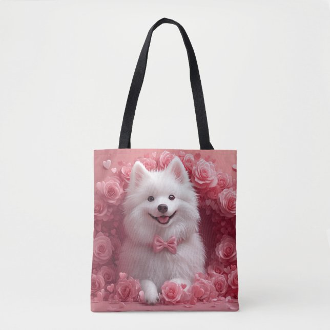 Tote Bag Esquimau américain avec Rose - Saint Valentin (Devant)