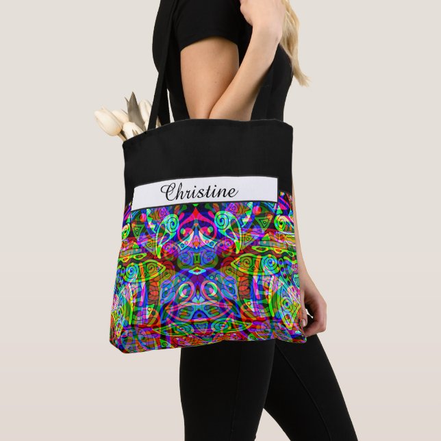 Tote Bag Esquisse Imaginaire Art - Neon Abstrait Maj 3 (De près)